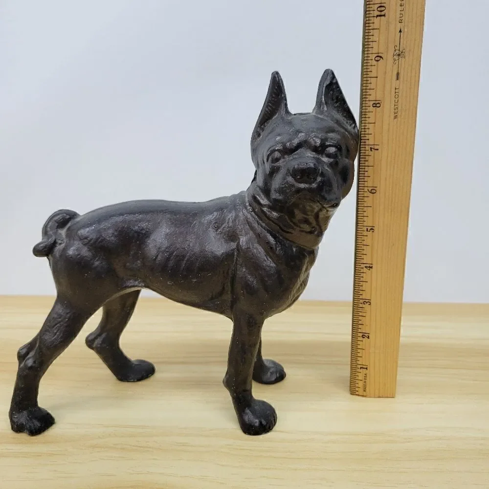 Vintage Cast Iron Dog Bosston Terrier Door Stop Figurine